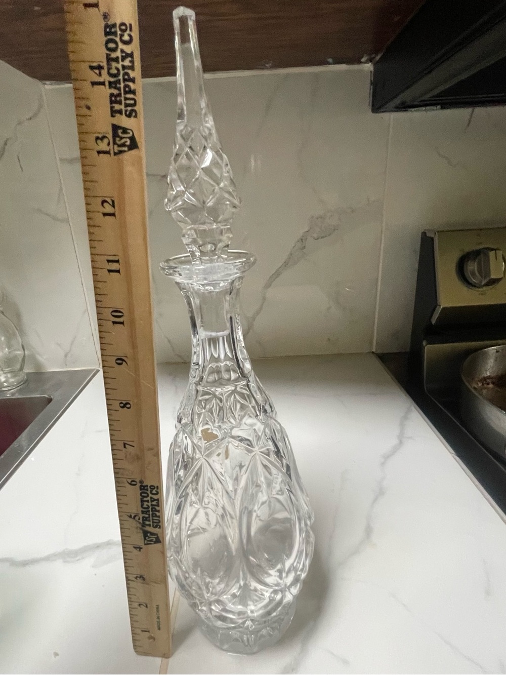 Princes house vintage Clear Cut Glass Decanter with Faceted Stopper
